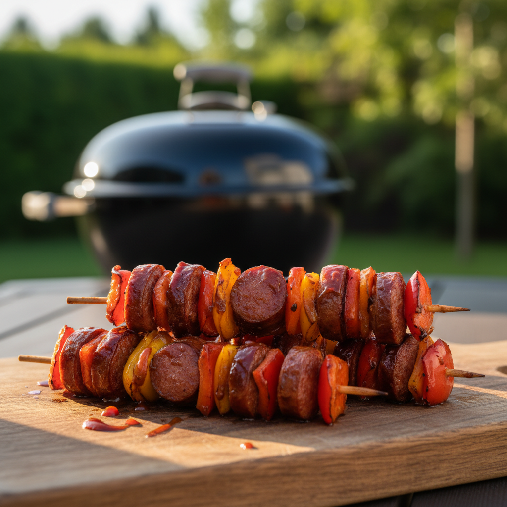 Smoked Sausage and Pepper Skewers
