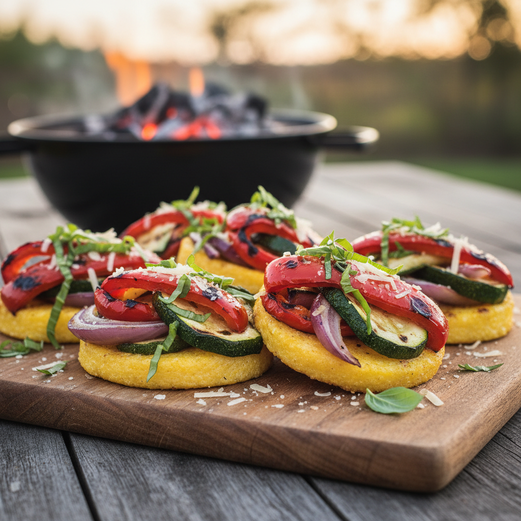 Grill-Kissed Polenta with Savory Veggies