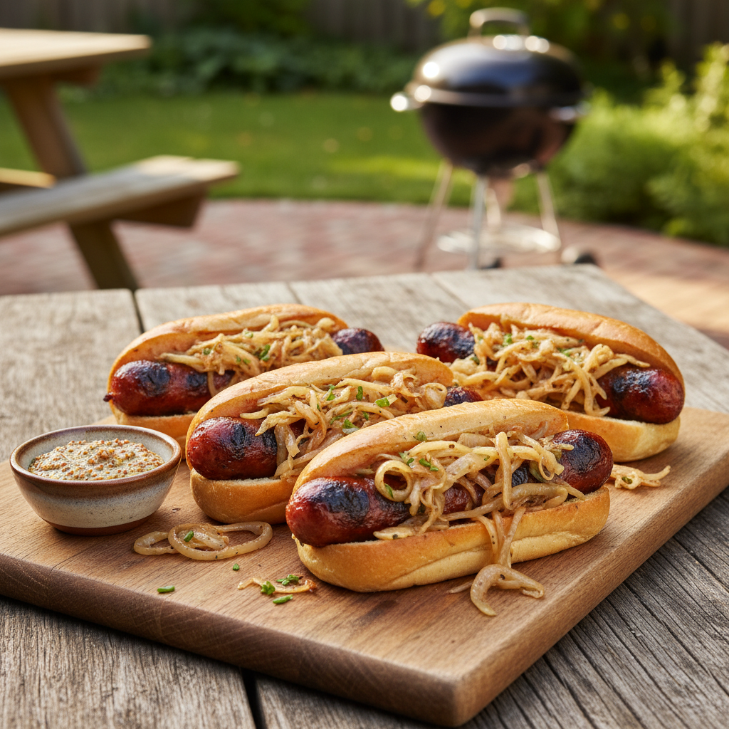 Smoky Grilled Brats with Sauerkraut
