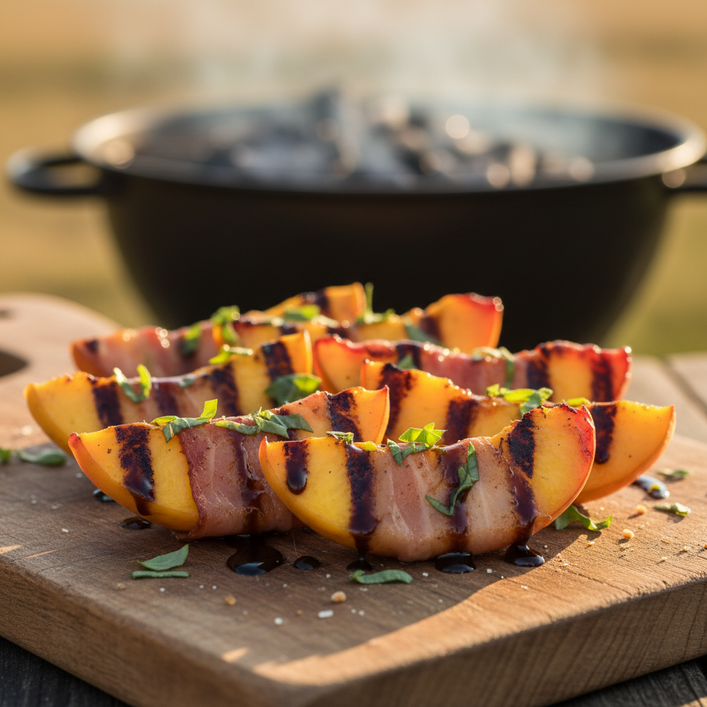 Grilled Prosciutto-Wrapped Peaches