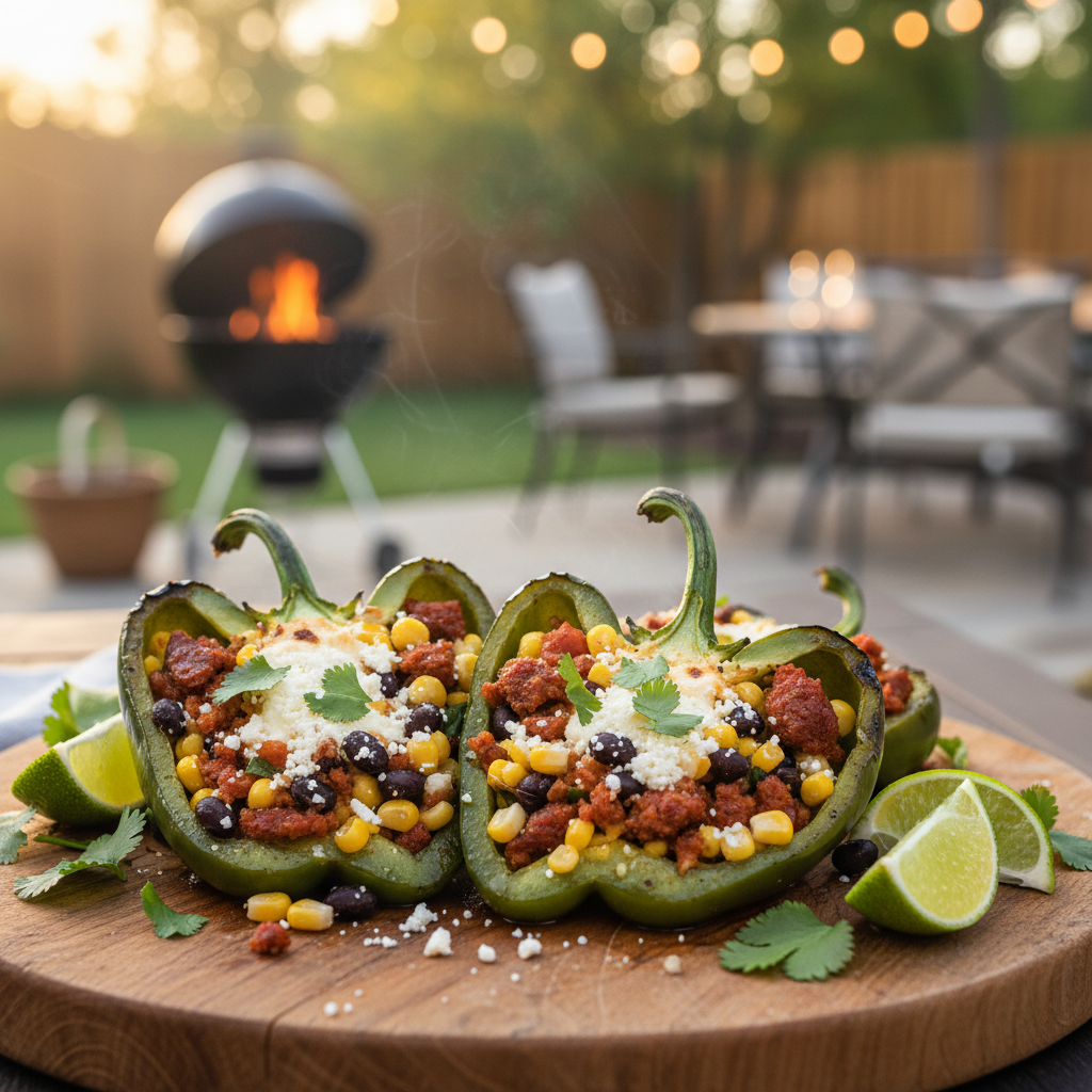 Grilled Stuffed Poblano Peppers