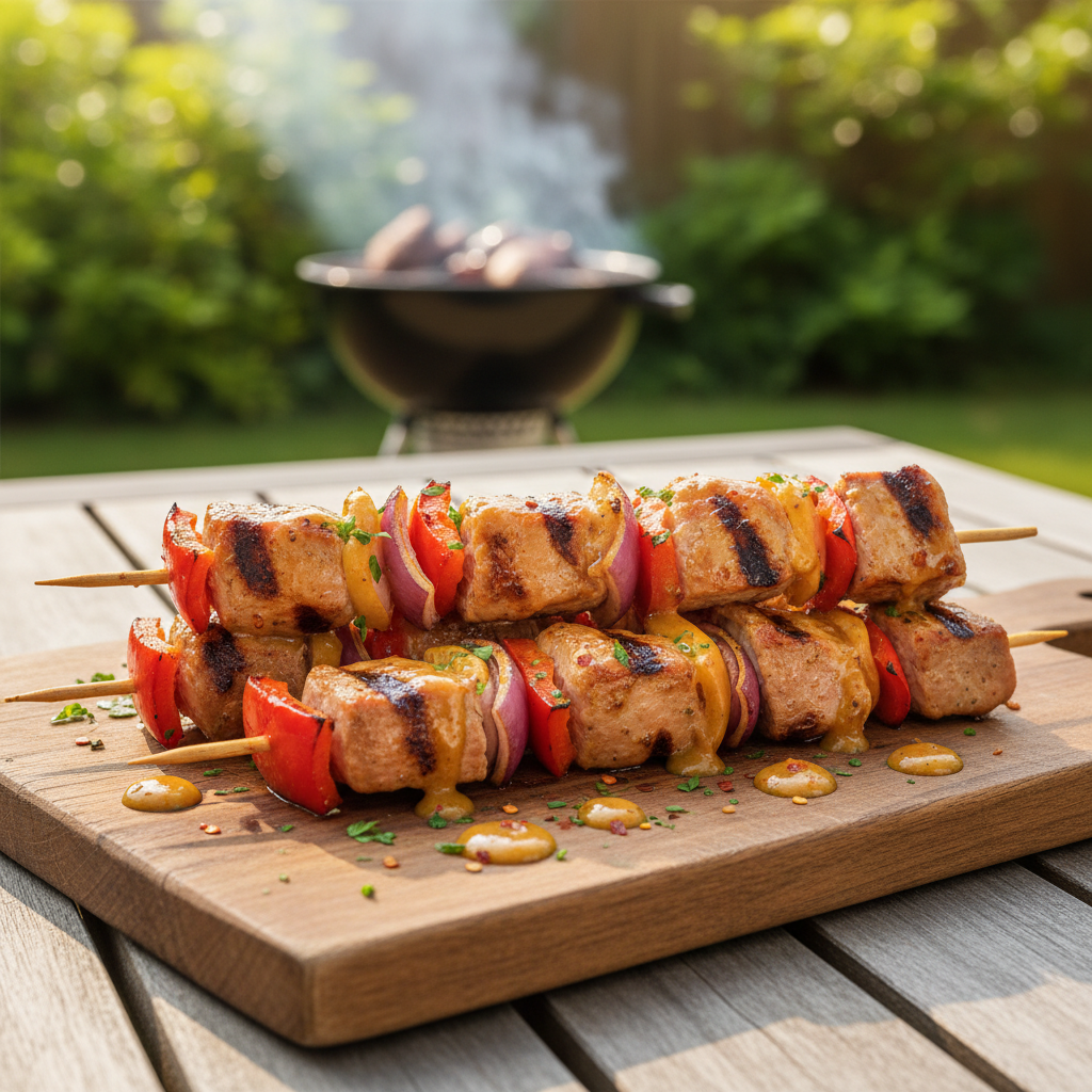 Zesty Honey-Mustard Pork Skewers