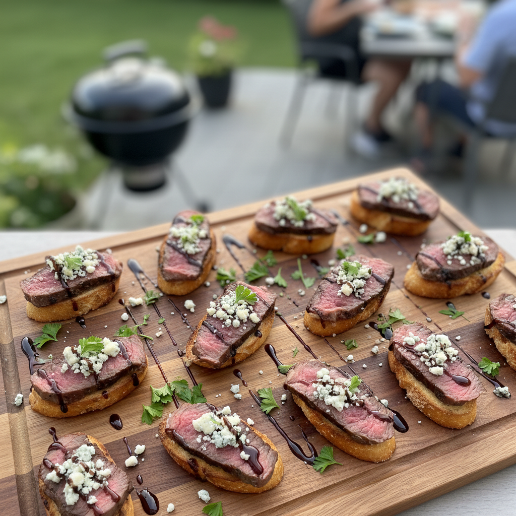 Grilled Steak & Blue Cheese Crostini