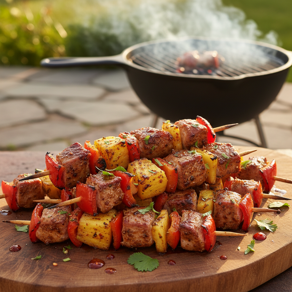 Fiery Pineapple Pork Skewers